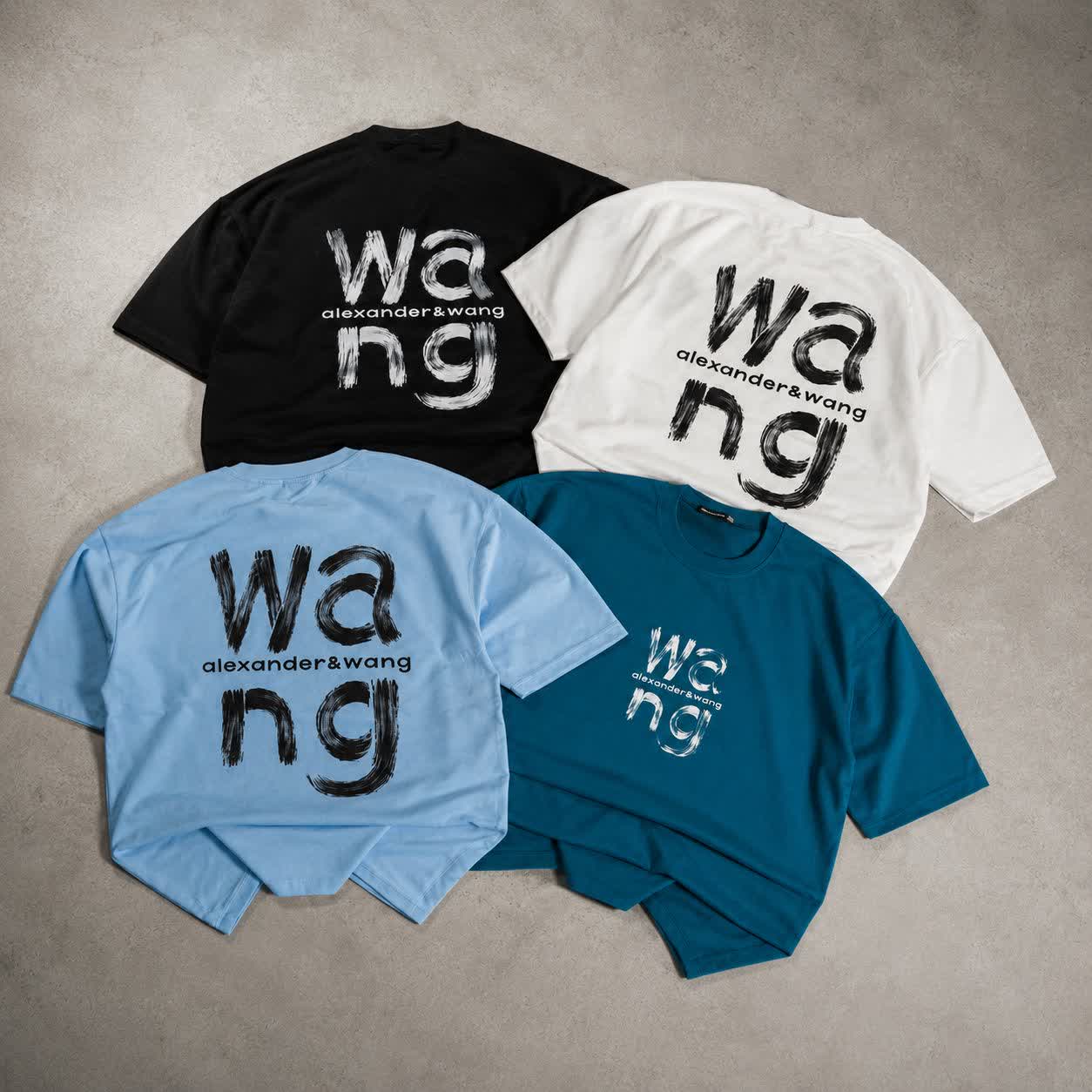 تیشرت مردانه باکسی طرح wang چاپی دورس دو نخ
